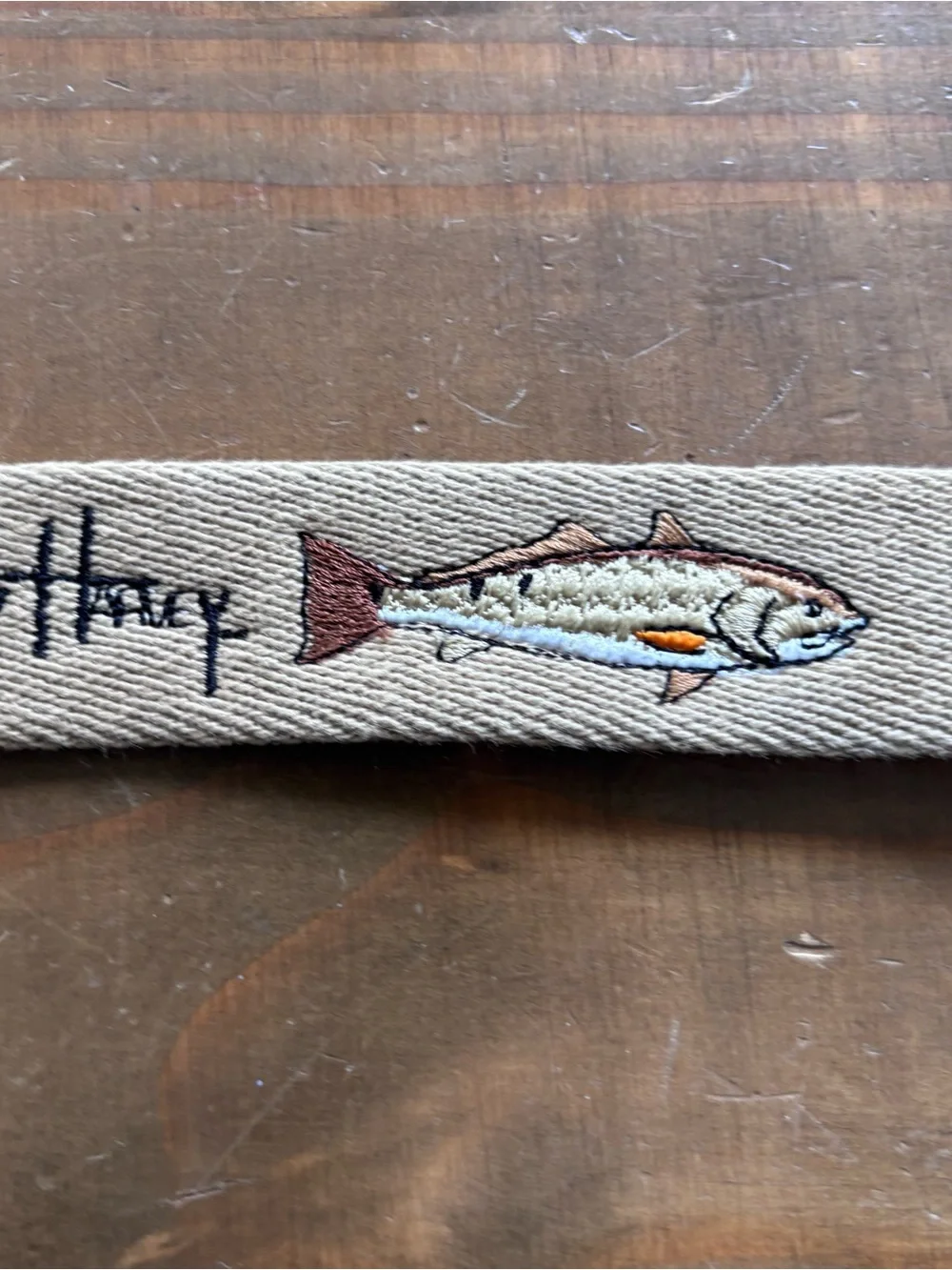 VTG Guy Harvey Embroidered Canvas/Leather Fish Belt-Men's Size 32-Fishing